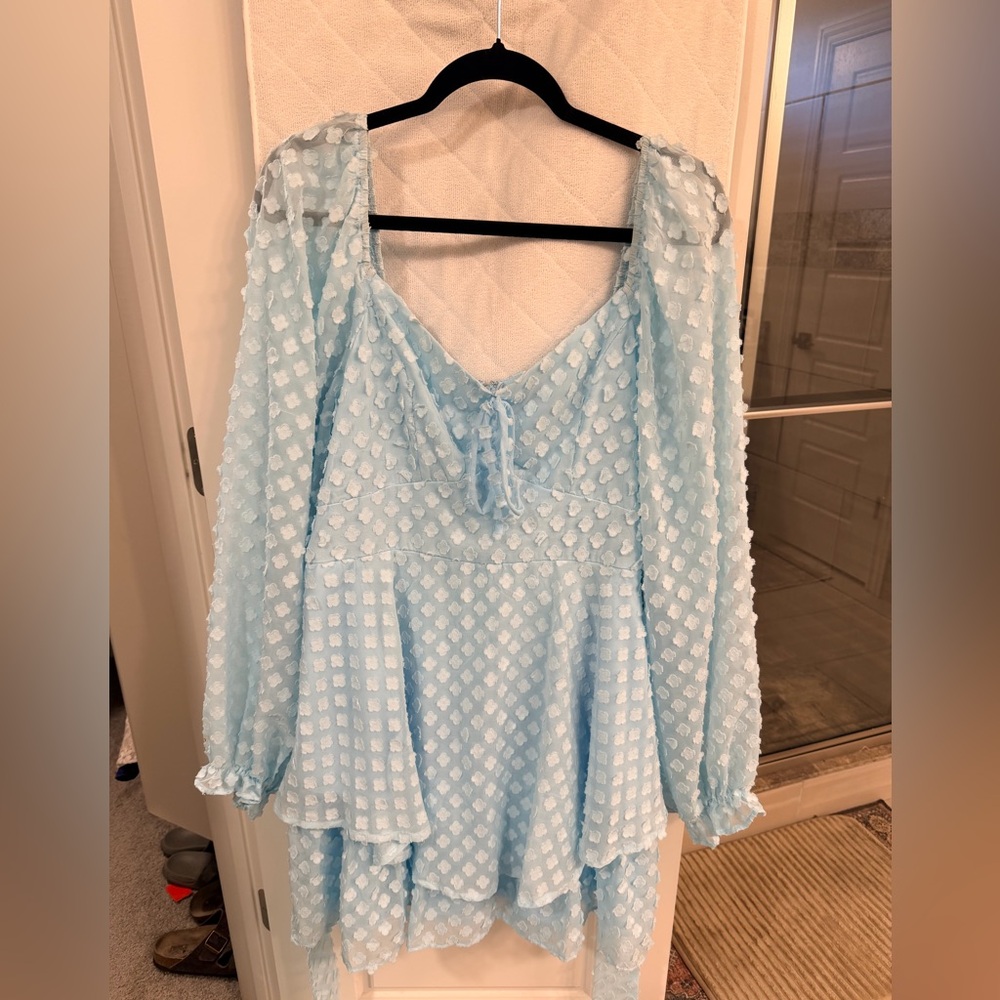 Francesca's Collections Light Blue Long Sleeve Dress